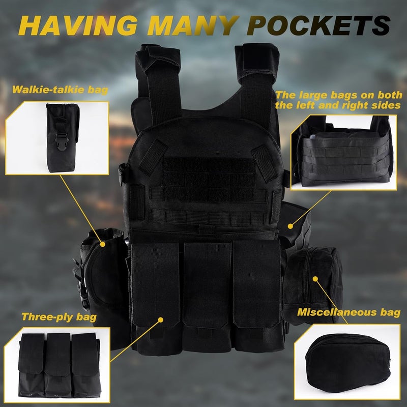 NewBEP Tactical Vest Set for Men, Airsoft Paintball Vest Quick Release Airsoft Vest and Equipment with Hat,Glove,Visor - Image 2